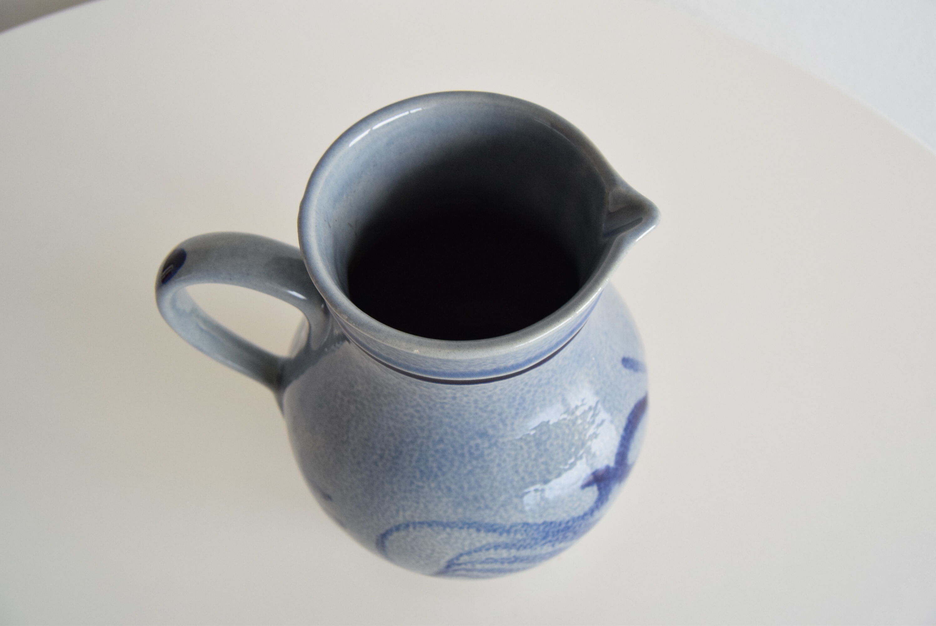 Vintage earthenware Jug with Blue Salt Glaze/Marzi & Remi, 1960's.