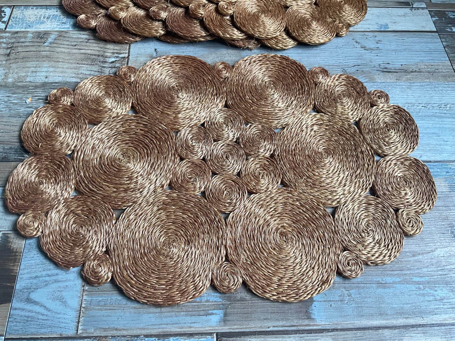 Series of 6 vintage woven placemats