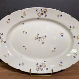 Oval-shaped dish in Limoges porcelain decorated with barbels Louis XV style