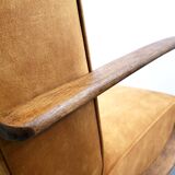 1930 Jindrich Halabala Bentwood Armchair in Rust Brown Velvet