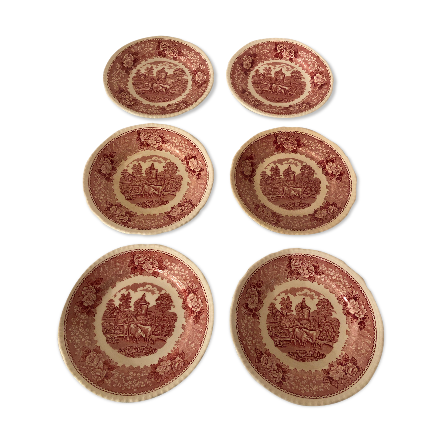 Series of 6 English porcelain dessert plates