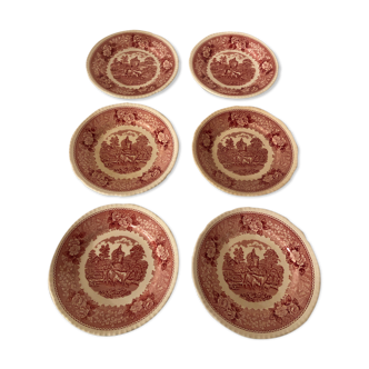 Series of 6 English porcelain dessert plates