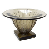 Coupe Art Déco en verre fumé à motifs géométriques