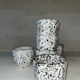 6 speckled ceramic coffee cups