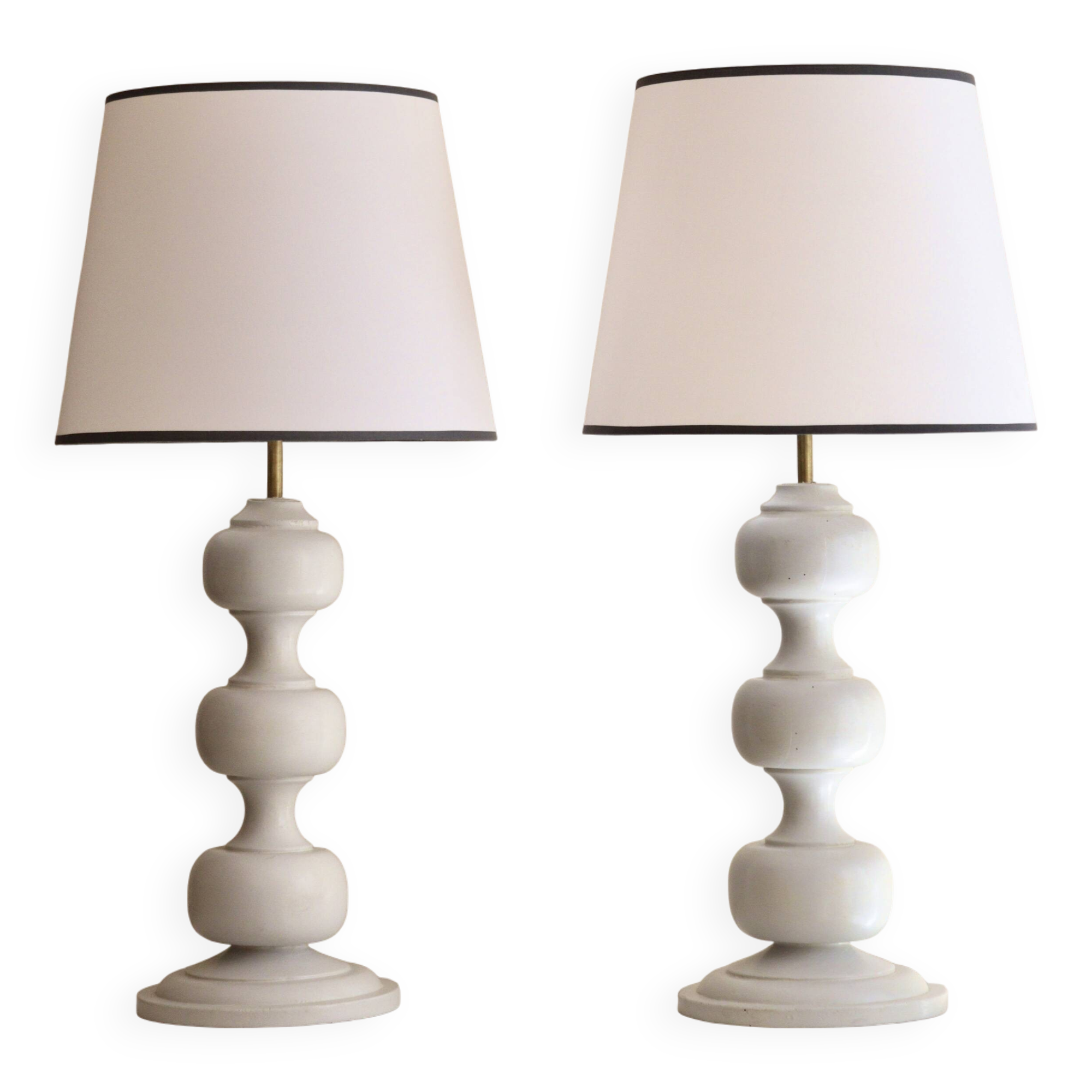 Large antique wooden ball lamps