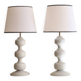 Grandes lampes boules anciennes, en bois