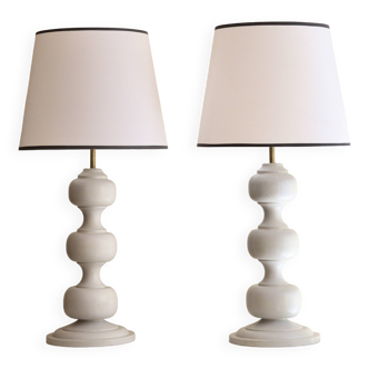 Grandes lampes boules anciennes, en bois