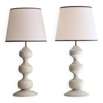 Large antique wooden ball lamps