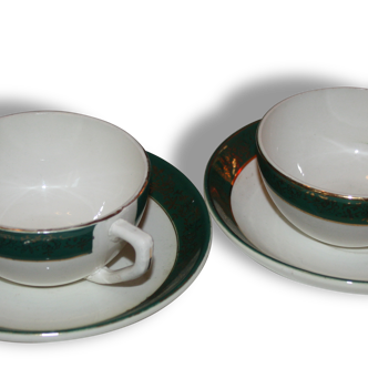 Cups and saucers Digoin Sarreguemines