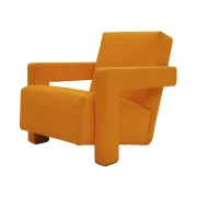 20th Century Thomas Rietveld Orange Wool Fabric Pair Of Utrecht Armchairs 1