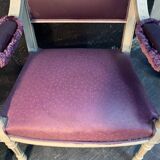 Pair of grey Louis XVI-style armchairs with inverted tapestry.