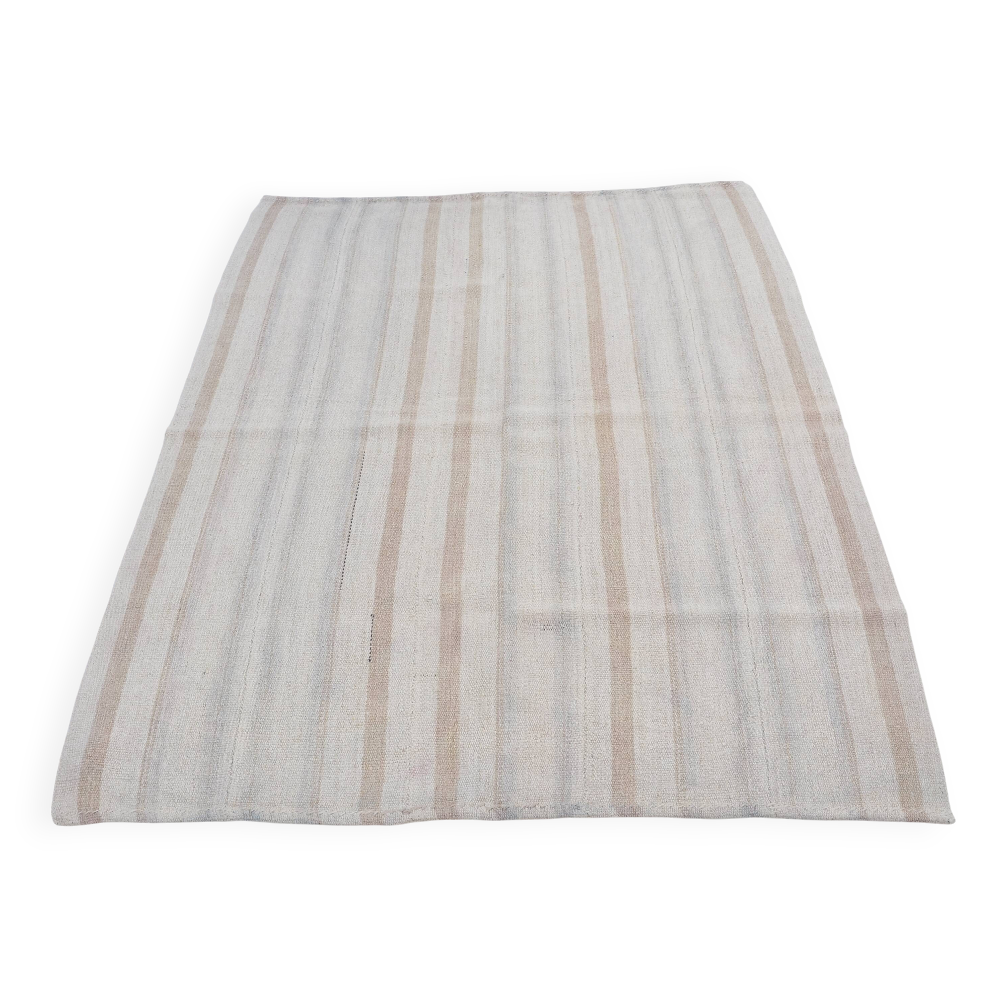 White Anatolian Oushak Hemp Kilim Rug, Reference 3664
