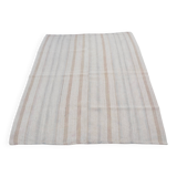 White Anatolian Oushak Hemp Kilim Rug, Reference 3664