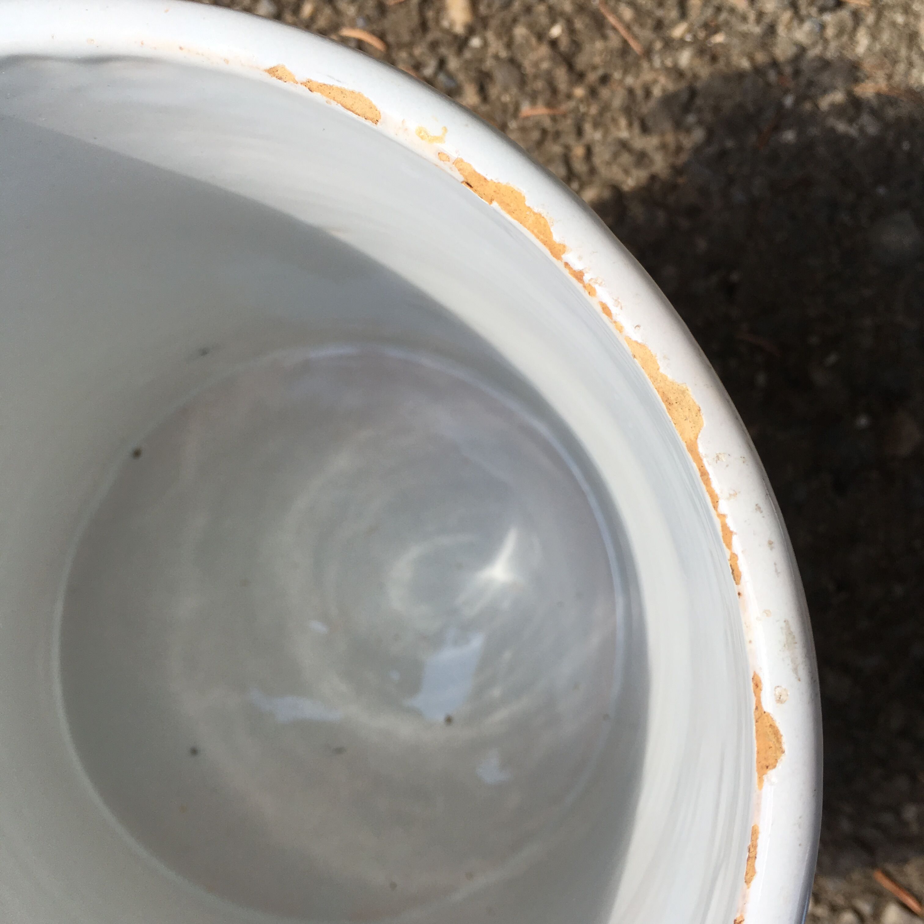 Large white glazed terracotta pot