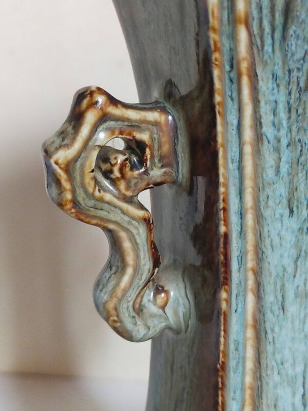 Vase soliflore bouteille chinoise à l'émail flambé