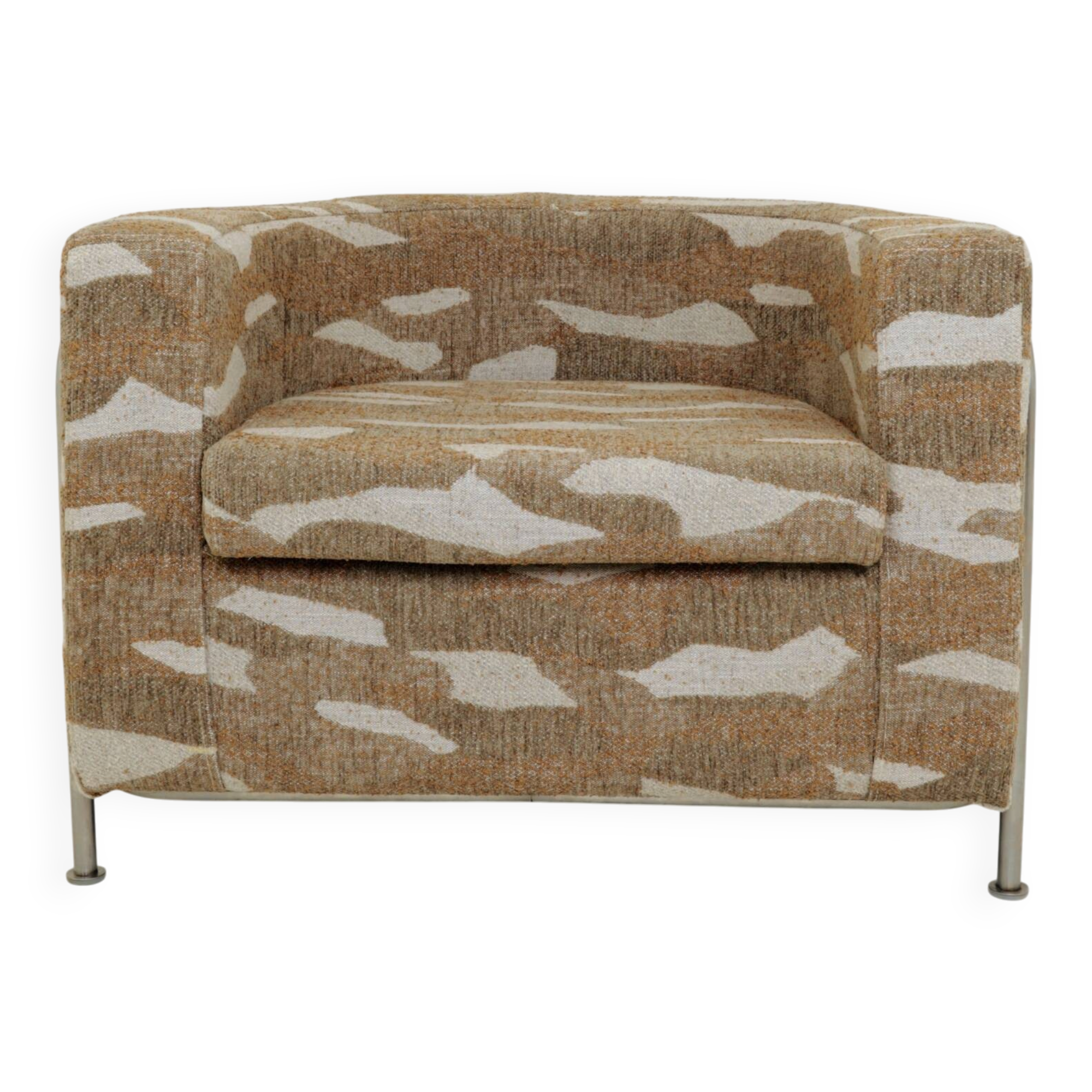 Fauteuil de hall brutaliste Jacquard beige