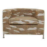 Fauteuil de hall brutaliste Jacquard beige