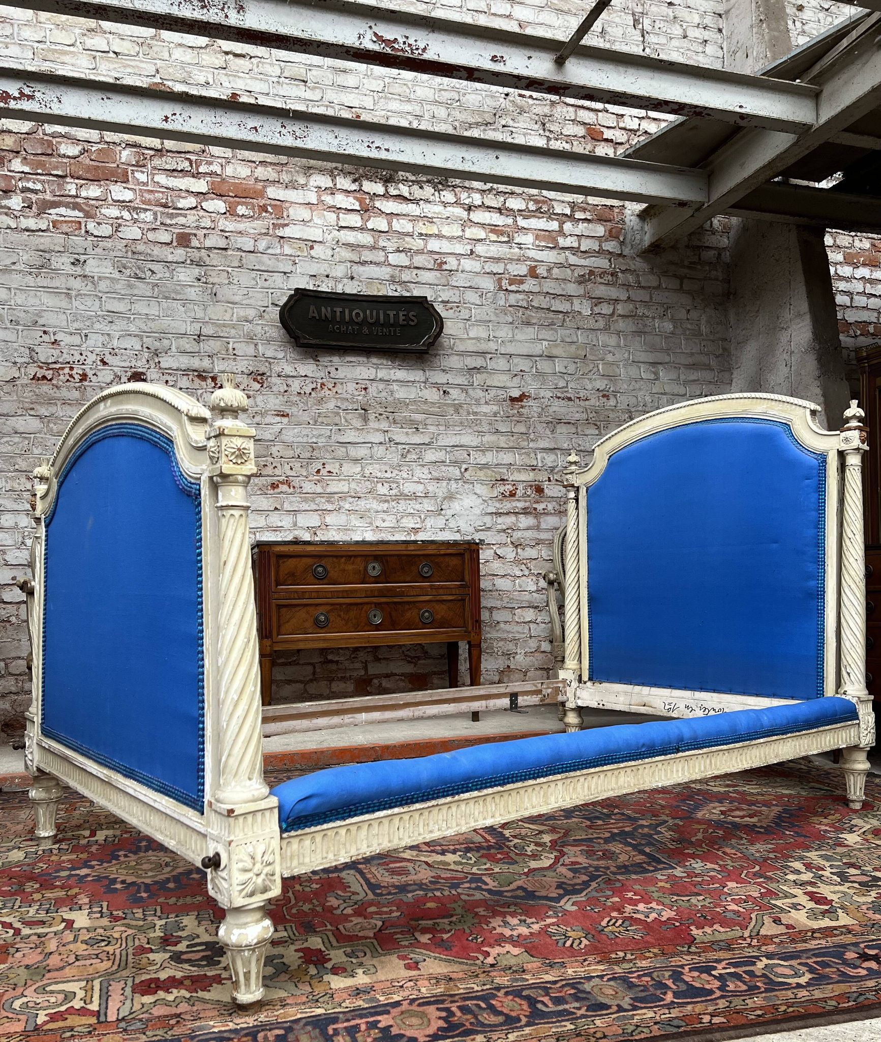 Pair of lacquered wooden beds Louis XVI XIXth
