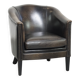 Fauteuil club noir/gris en cuir de mouton