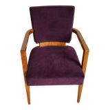 Pair of Bridge armchairs, aubergine velvet