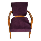 Pair of Bridge armchairs, aubergine velvet