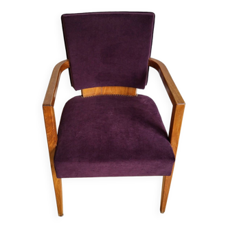 Pair of Bridge armchairs, aubergine velvet