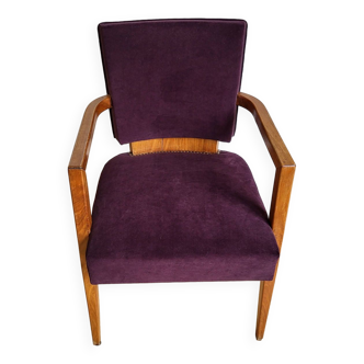 Paire de fauteuils Bridge, velours aubergine