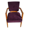 Pair of Bridge armchairs, aubergine velvet