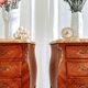 Mid-century French Louis XV style bedside tables with marble tops and floral marquetry, 1940s, set of 2
