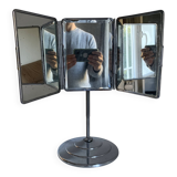 Vintage 1940 triptych barber mirror with bevelled foot - 40 x 35 cm
