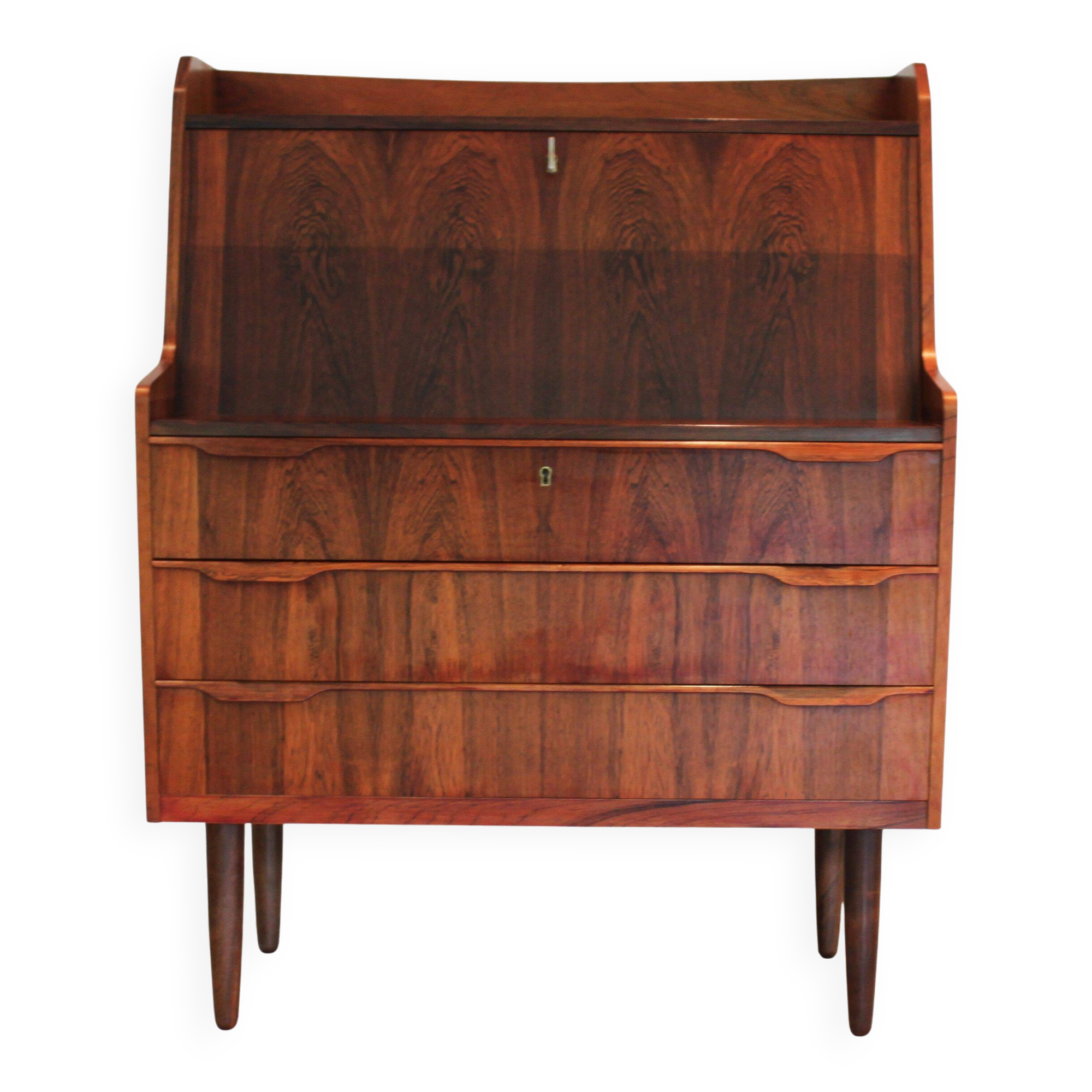 Scandinavian mahogany secretary, Norway, 1960.