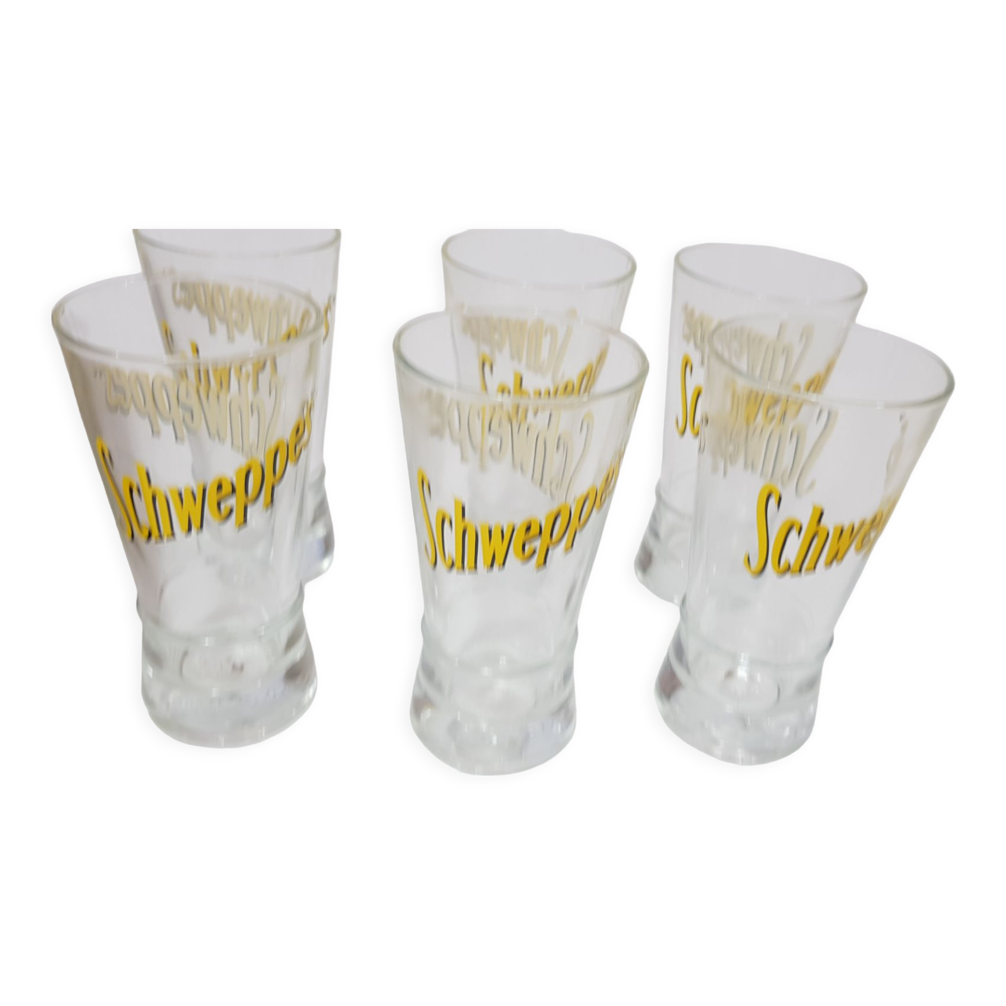 6 Schweppes advertising glasses