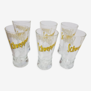 6 Schweppes advertising glasses