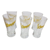 6 Schweppes advertising glasses