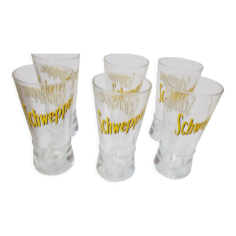 6 Schweppes advertising glasses