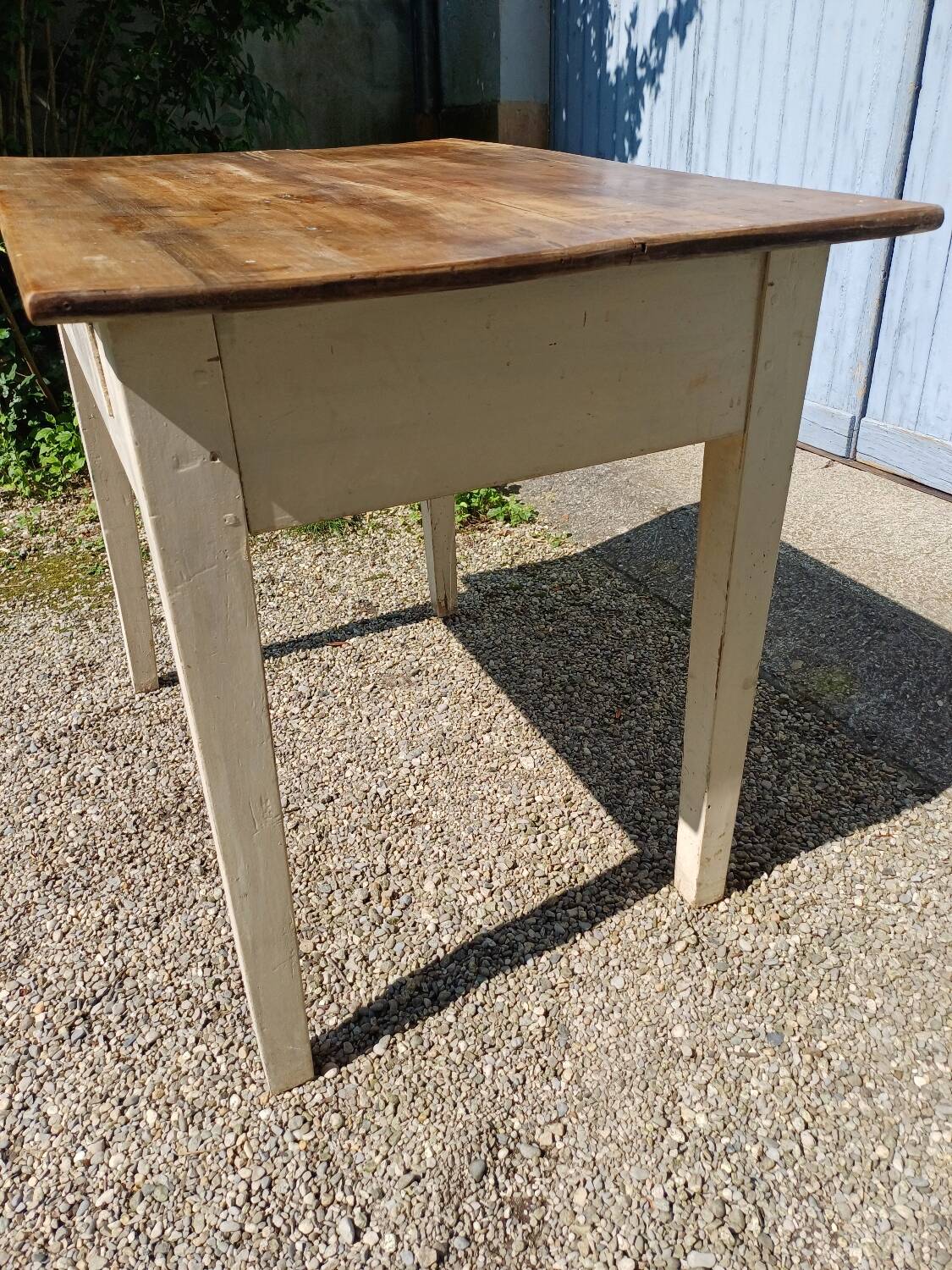 Wooden farmhouse table