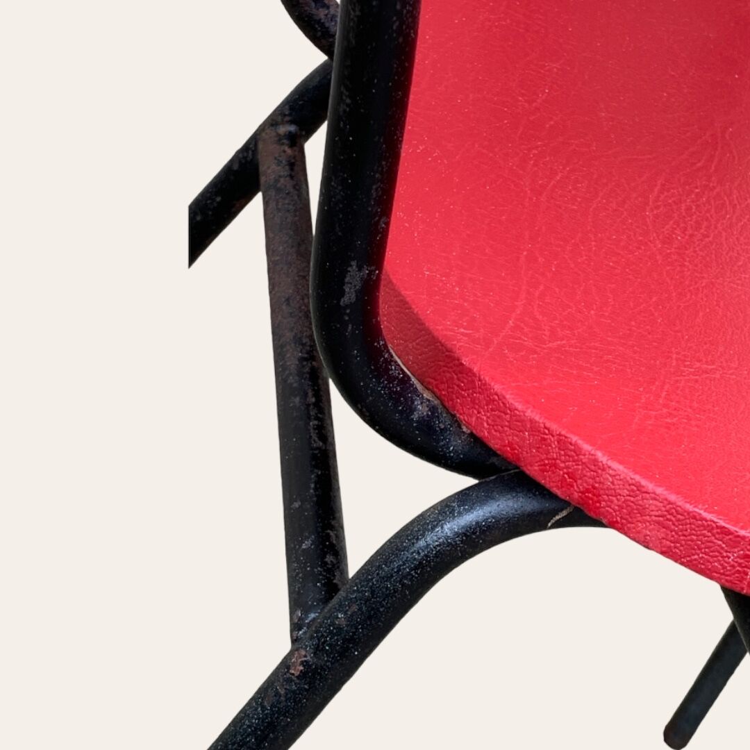 Fauteuil de bureau en métal bois et skaï 1950