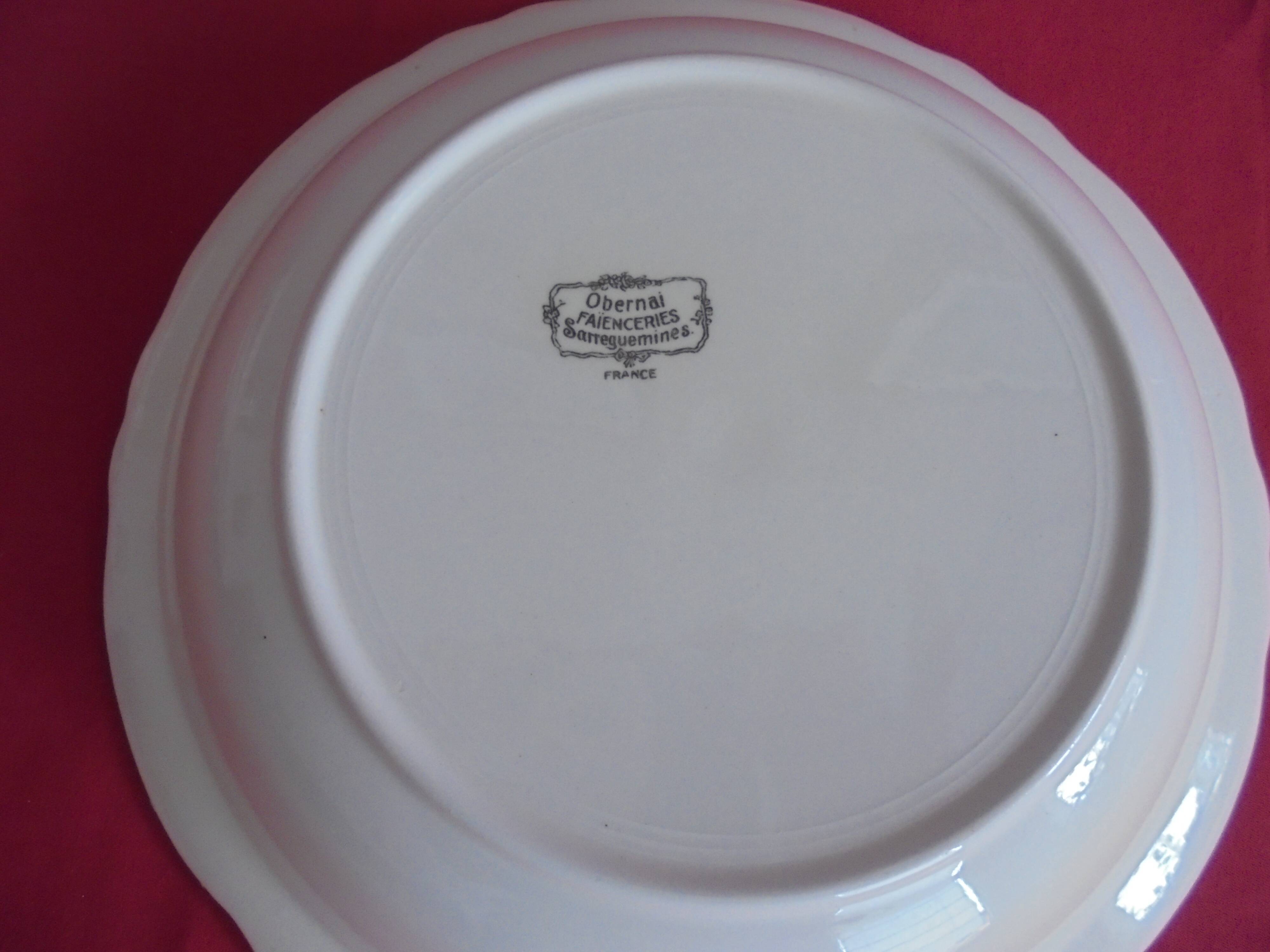 Empty serving dish Obernai Faïence Sarreguemines diameter 31.5 cm High. 6 cm