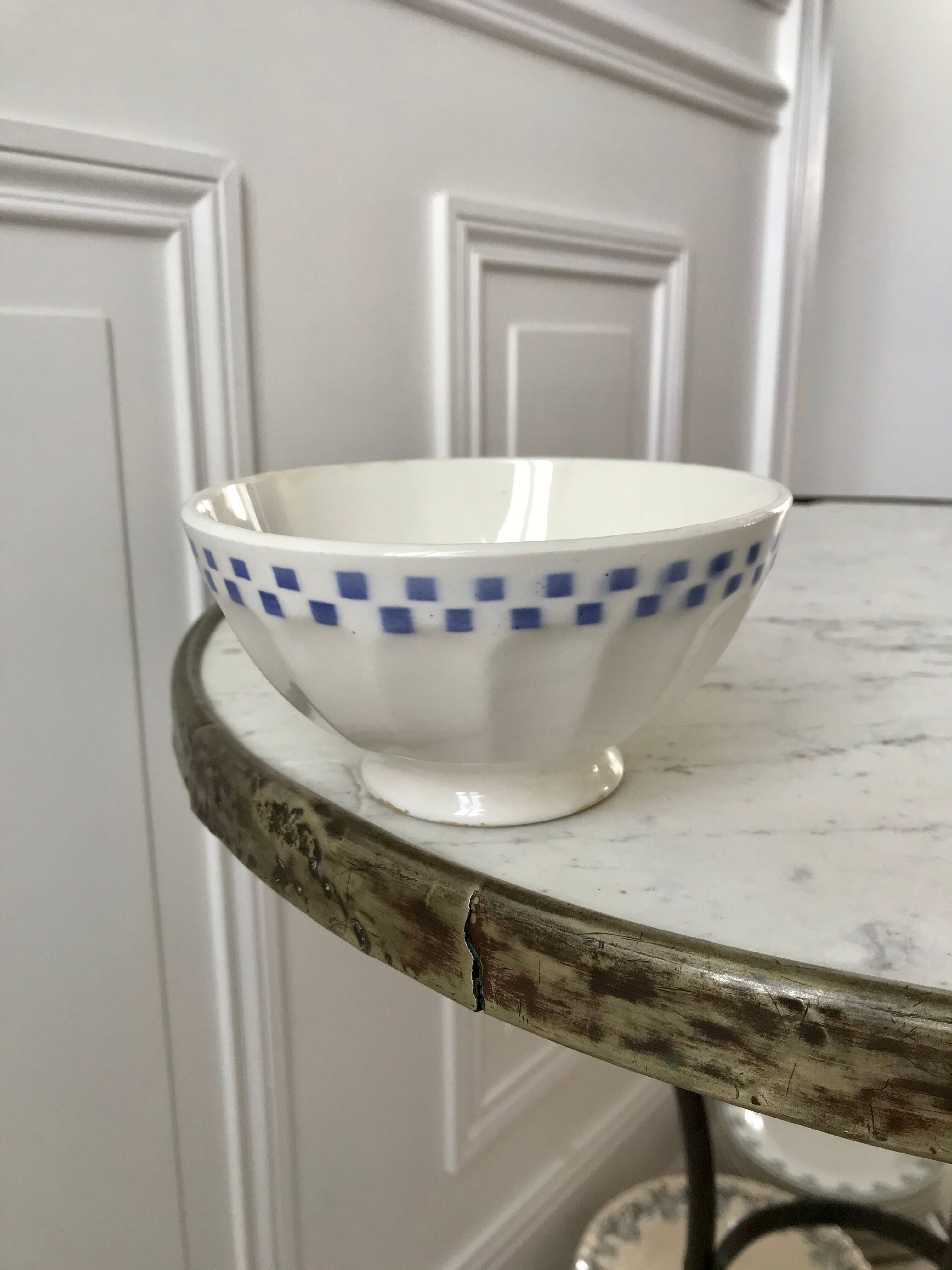 Old bowl with small sky blue tiles 30s-40s