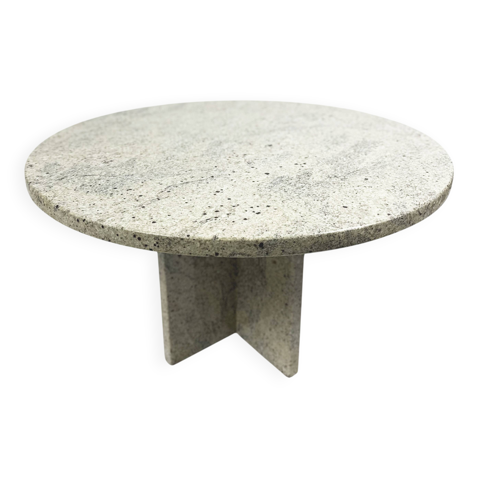 Vintage 1970s Round White Granite Coffee Table