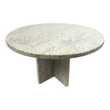 Vintage 1970s Round White Granite Coffee Table