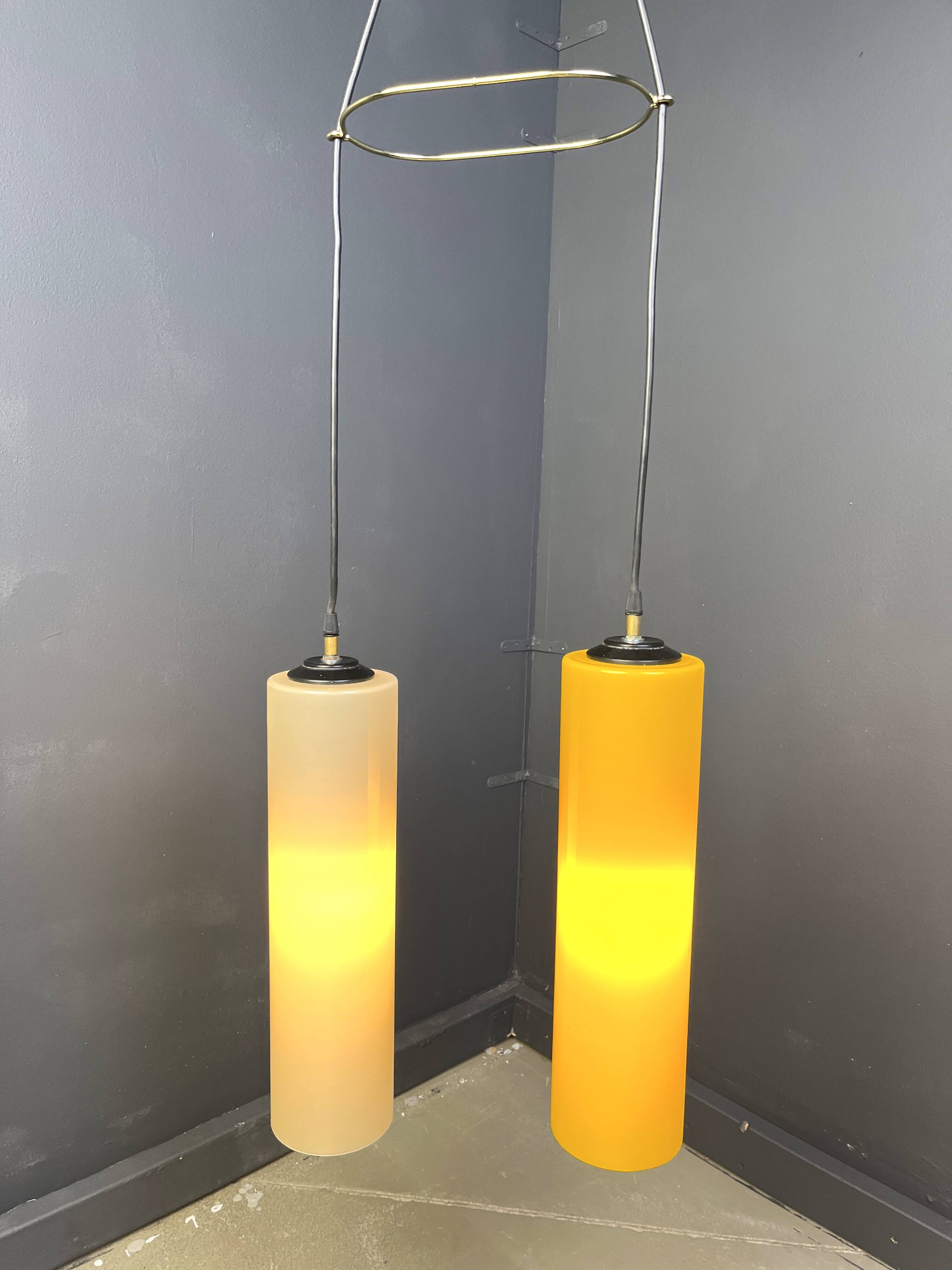 Vintage glass Italian pendant light,