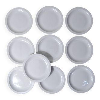 10 Sarreguemines dessert plates in vintage PYROBLAN porcelain