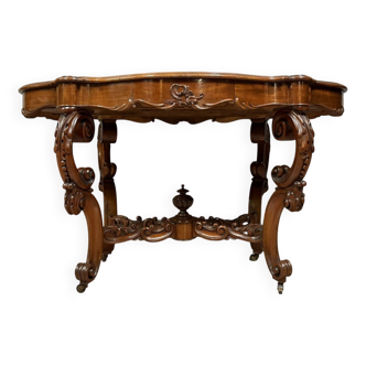 Fiddle-shaped mahogany pedestal table, Napoleon III period, circa 1850