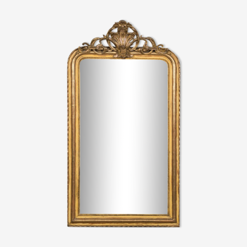 Miroir Louis Philippe antique du 19ème siècle avec écusson