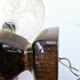 2 Art Deco ball wall lights Wood Cut glass Functional