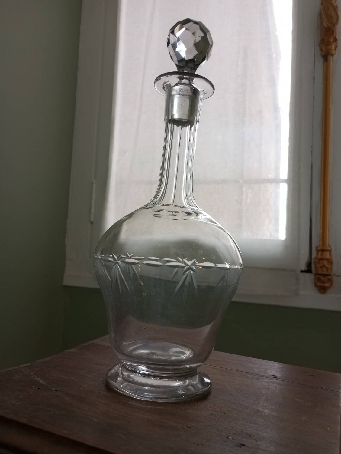 Blown glass wine carafe