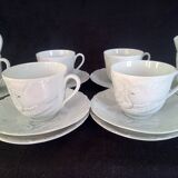 Limoges, Camille Tharaud - Coffee service for 8 people. in Limoges porcelain, “Swan” decor