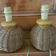 Pair of small ceramic lamps, dressed in rattan
