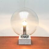 Mid-century glass and marble table lamp 3480 by Erco, 1960s.